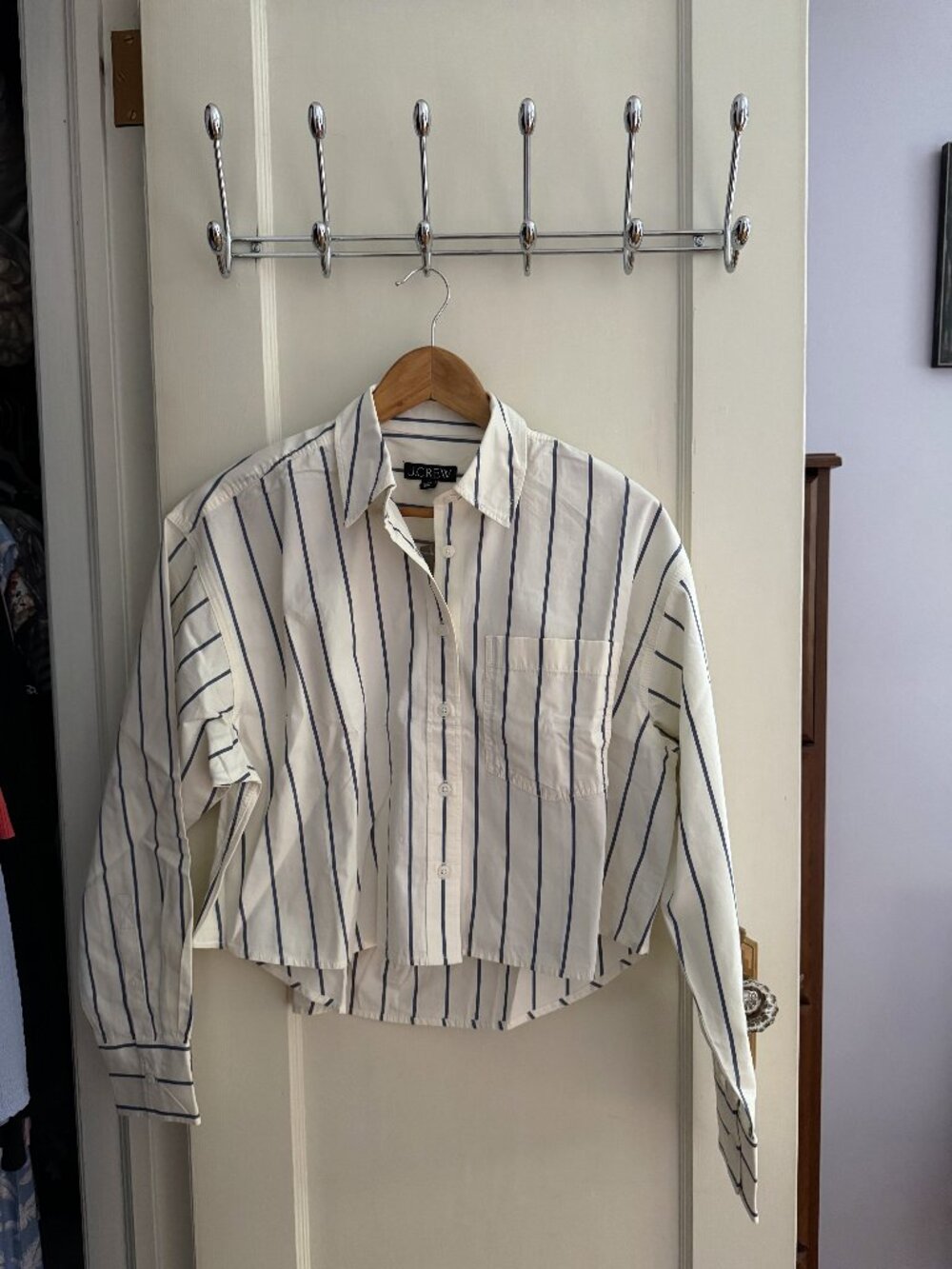 J. Crew Étienne cropped button-up shirt in stripe
